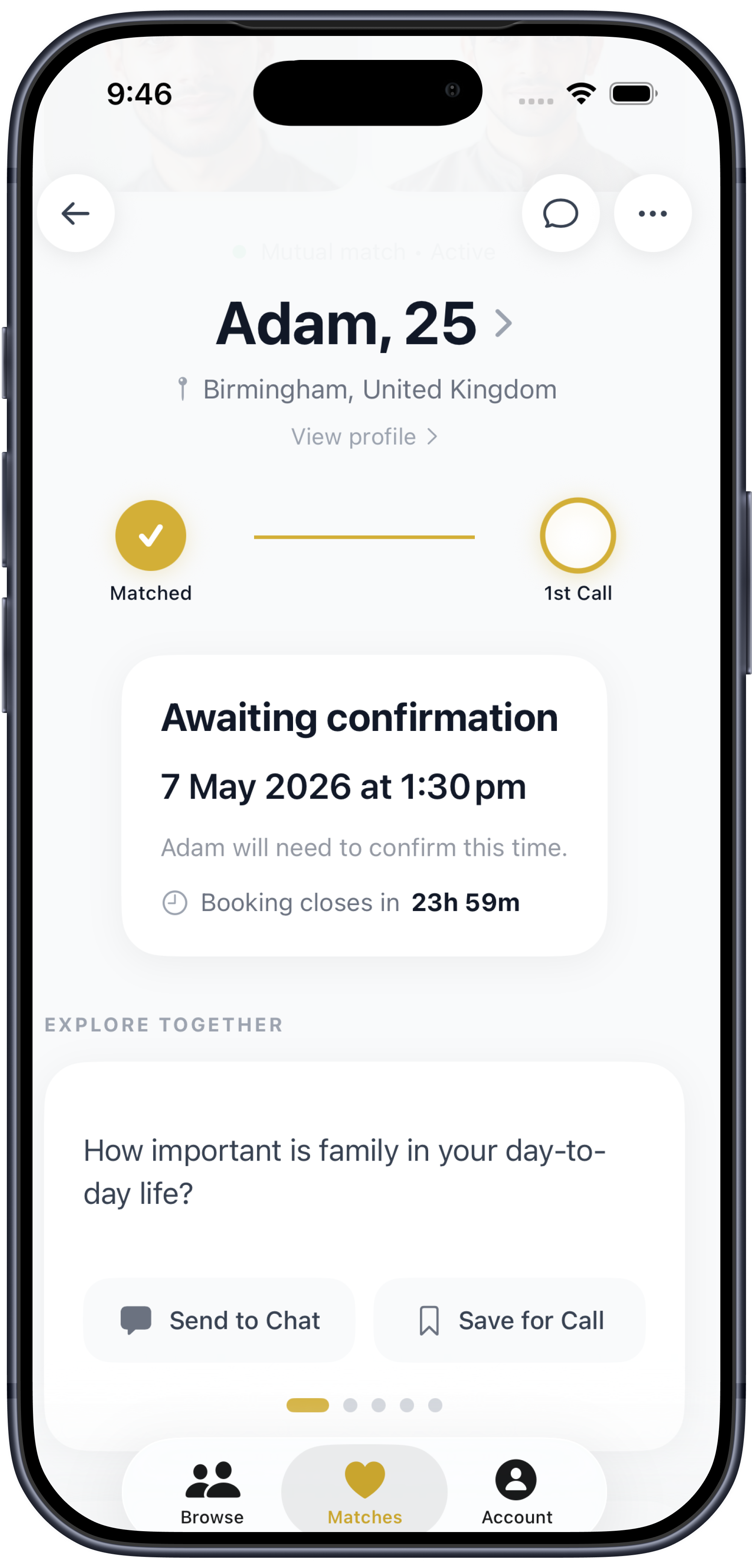 Niyyah app — browse matches